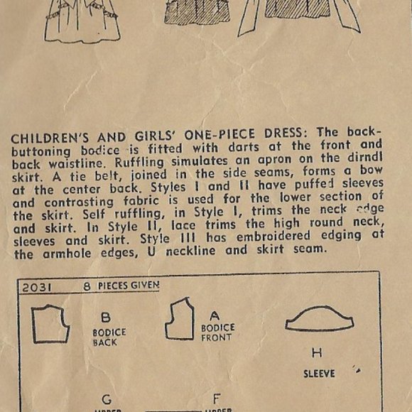 1947 Girls Dress Pattern Sz 3 Dirndl Skirt Ruffling Complete - Picture 2 of 3
